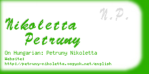 nikoletta petruny business card